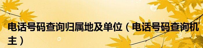 固定电话号码归属地查询及其应用（快速查询固定电话号码归属地信息）